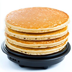 Golden Brown Pancakes Stack On A Griddle, Generative AI.