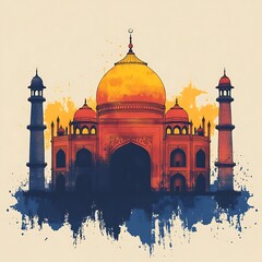 Water colour mosque illustration