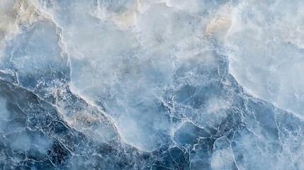 Fototapeta premium Close-Up of the Surface Texture of Blue Ice Showing Intricate Crystals and Frozen Details