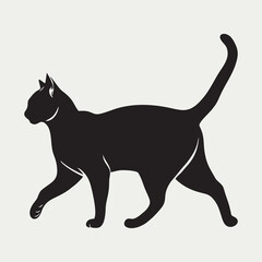 Dynamic Running Cat Silhouette Vector Illustration