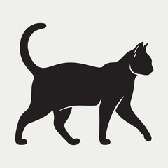 Dynamic Running Cat Silhouette Vector Illustration