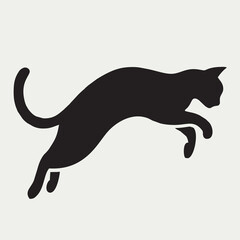 Dynamic Running Cat Silhouette Vector Illustration