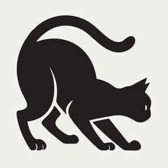 Dynamic Running Cat Silhouette Vector Illustration