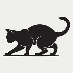 Dynamic Running Cat Silhouette Vector Illustration