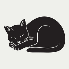 Dynamic Running Cat Silhouette Vector Illustration