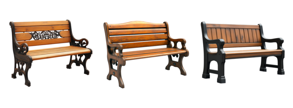 Set of bench isolated on transparent background
