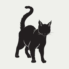 Dynamic Running Cat Silhouette Vector Illustration