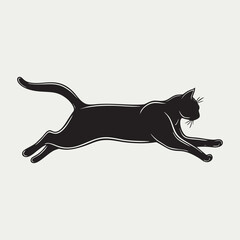 Dynamic Running Cat Silhouette Vector Illustration