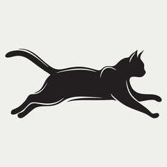 Dynamic Running Cat Silhouette Vector Illustration