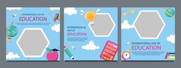 School admission open social media post design, back-to-school promotion square banner layout template, educational Instagram and Facebook post kit, high-quality web banner for enrollment ads bundle