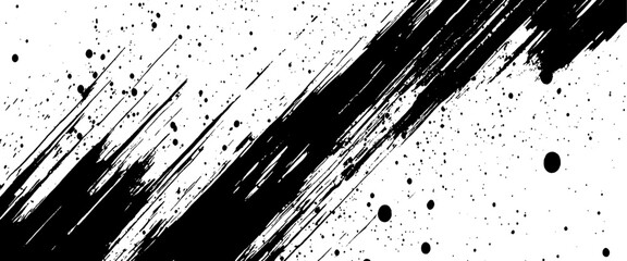 Vector black spots, splashes and dotted paint brush grunge texture rough black.