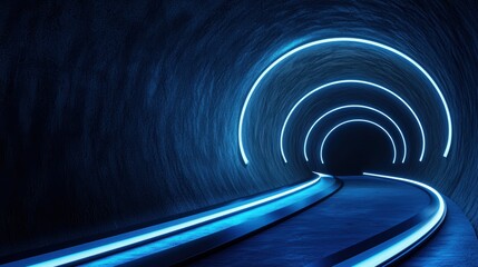 Train Futuristic Tunnel Design Futuristic hyperloop tunnel with advanced lighting and smooth curves, representing cutting edge transportation design.