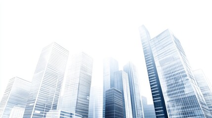 Fototapeta premium Modern city illustration isolated on white with space for text Success in business international corporations skyscrapers banks and office buildings