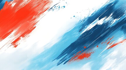 Abstract Blue and Red Painting with Brush Strokes on a Textured Artistic Canvas