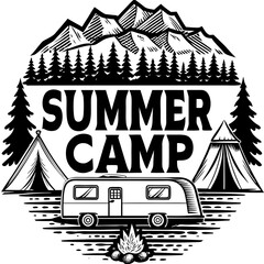 Camper Van Adventure Vector Art