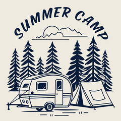 Camper Van Adventure Vector Art