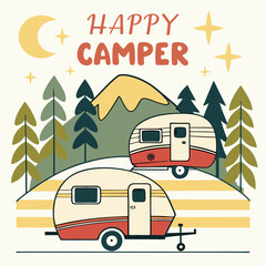 Camper Van Adventure Vector Art