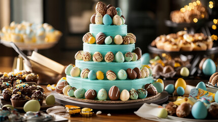 Obraz premium Easter Cake with Chocolate Eggs