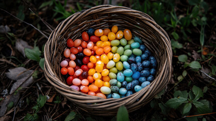 Naklejka premium Rainbow Candy in a Basket