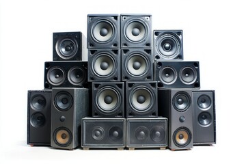 Fototapeta premium A Towering Array of Speakers: A Symphony of Sound Technology