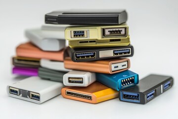 A Colorful Stack of Modern USB Connectors, showcasing the Latest in Digital Technology