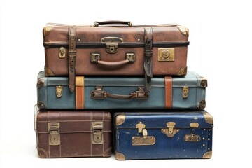 2304. Multi-tiered view on a collection of luggage bags, studio lighting, isolated on a white background --ar 3:2 --v 6.1 Job ID: 364b6c48-a103-427d-be52-bc585868d67b