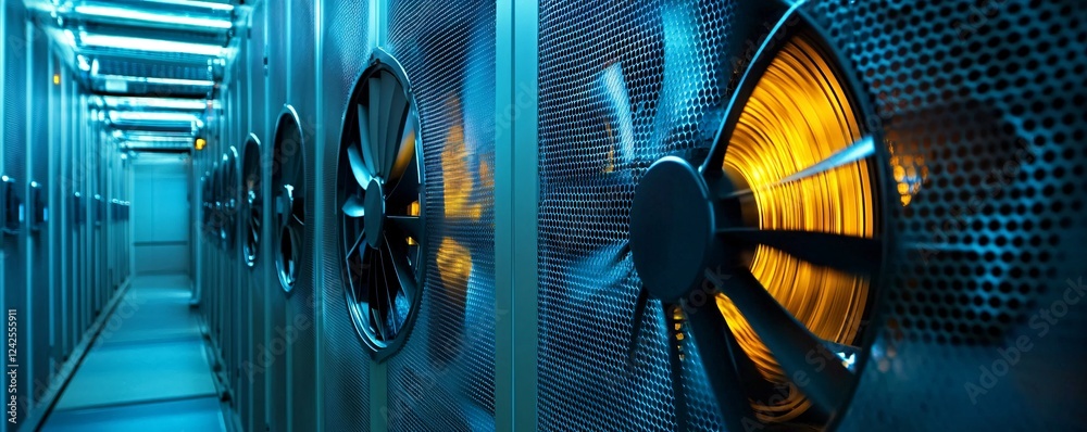 Poster High-speed cooling fans effectively preventing computer servers from overheating in a state-of-the-art data center