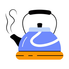 Tea kettle icon in flat style 
