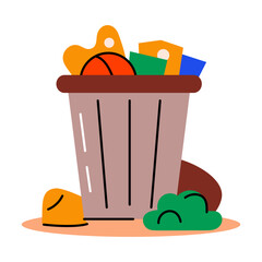 Trash bin icon in flat style 
