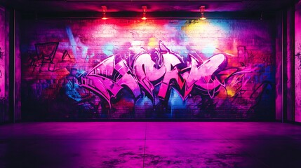 Graffiti Wall Backdrop for Photography with Dark Purple Tones and Urban Street Art Style