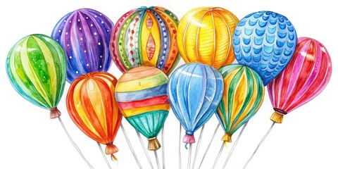 Whimsical hand-drawn farewell balloons: perfect cute party decorations or last day art.