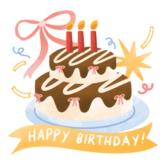 Birthday cake chocolate hand drawn