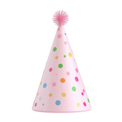 Colorful Polka Dot Party Hat on White Background