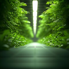 Fototapeta premium Indoor Lush Green Plants Under Bright Lights