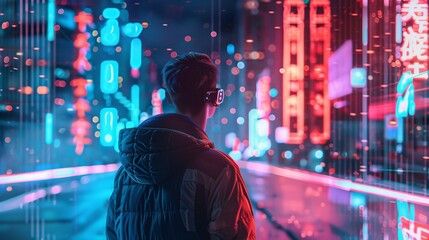 Futuristic collage with digital elements, neon lights, and sci-fi themes