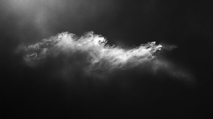 Obraz premium White Smoke Rising and Swirling, Creating a Dramatic and Ethereal Cloud-Like Texture soft, textured white smoke puff gently spreading, isolated against a dark background