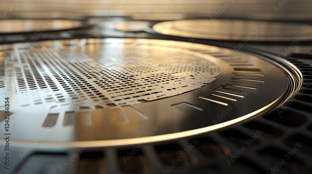 Poster Silicon wafers with microchips are being produced in a factory