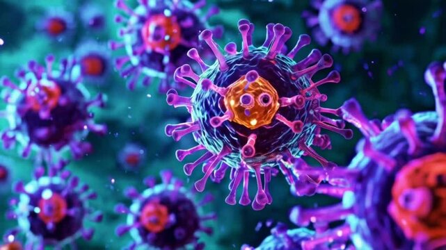 Microscopic View of a Virus: A 3D Render of Infectious Agents