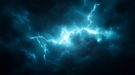 Intense Blue Lightning Storm Clouds