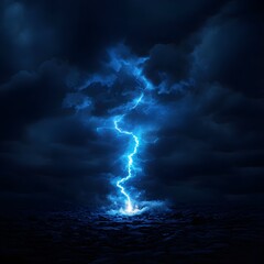 Intense Blue Lightning Strike During a