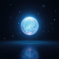 Fototapeta premium A solitary orb suspended in darkness emits ethereal light, glow, luminous