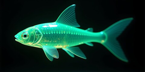 Ethereal Aquatic Creature: A Luminescent Fish in a Dark Abyss