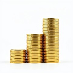 Stack of Gold Coins Isolated on Pure White Background