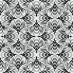 Vector seamless simple two-color geometric pattern with white striped shapes on a black background, For textiles, wallpaper and packaging