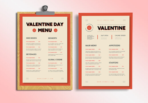 Valentines Day Menu