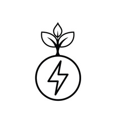 sustainable icon. green energy vector. tree and lightning symbol. reuse, recycle, net zero, green energy, eco friendly concept. Line design style