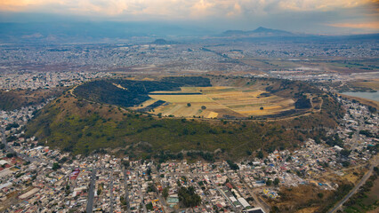 Aerial View of Xico Volcano Crater in Chalco Mexico