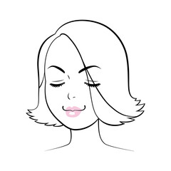 目を閉じて微笑む女性