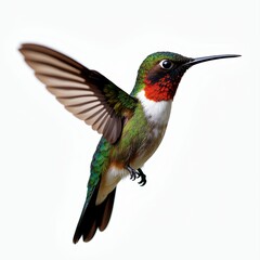 Vibrant Hummingbird Against Isolated White Background