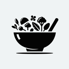 Veggie Bowl Silhouettes in black on a white background